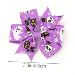 10pcs Halloween Ghost Print Bow Hair Clips for Baby Girls Hair Accessories
