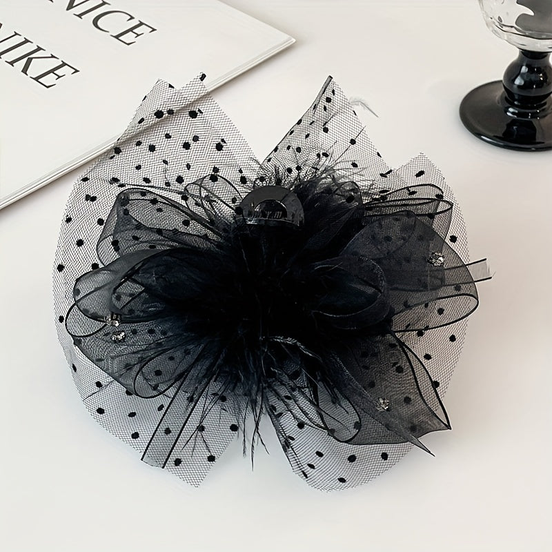 Ancient Style Ostrich Feather Hair Claw Large Hairpin