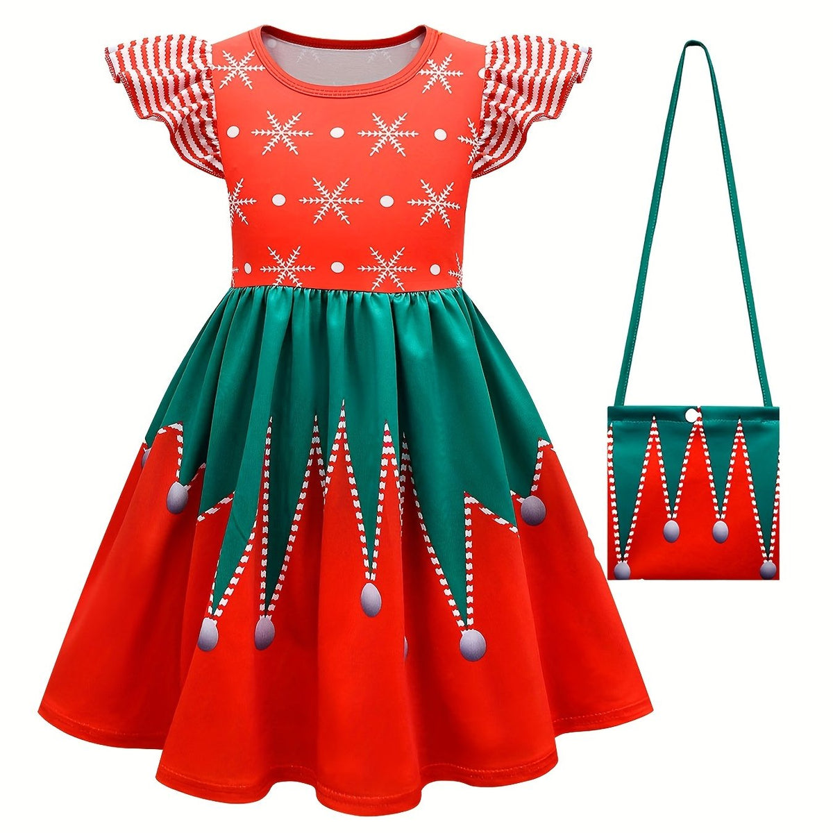 Girl's Christmas Costume Snowflake A-line Dress Kids Clothes For Party