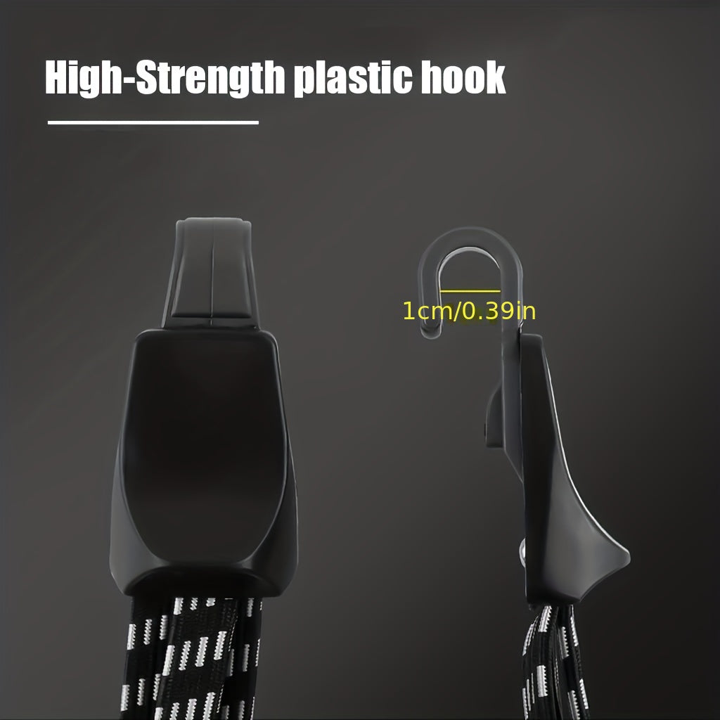 2pcs Bike Bungee Cords 3 In 1 Strap Rope Elastic With Two Plastic Hoods
