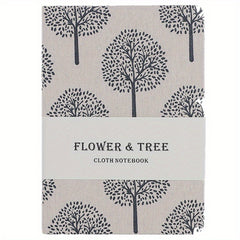 Floral Tree Print Linen Hardcover Notebook College Ruled Journal