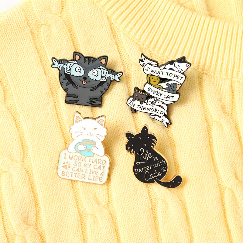 Cat Fish Charming Emblem Pet Brooch Enamel Lapel Pin Decorative Badge