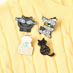 Cat Fish Charming Emblem Pet Brooch Enamel Lapel Pin Decorative Badge