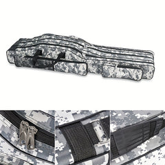 Portable Fishing Rod Case Triple Folding Waterproof Camouflage Travel Carry Bag