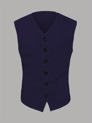 V Neck Smart Suit Trachten Vest Men's Casual Retro Style Waistcoat