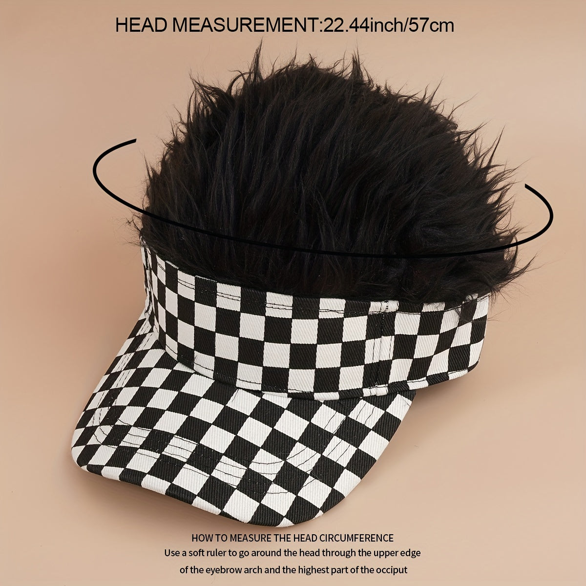 Checkerboard Curly Hair Duck Tongue Cap Natural Full Headgear