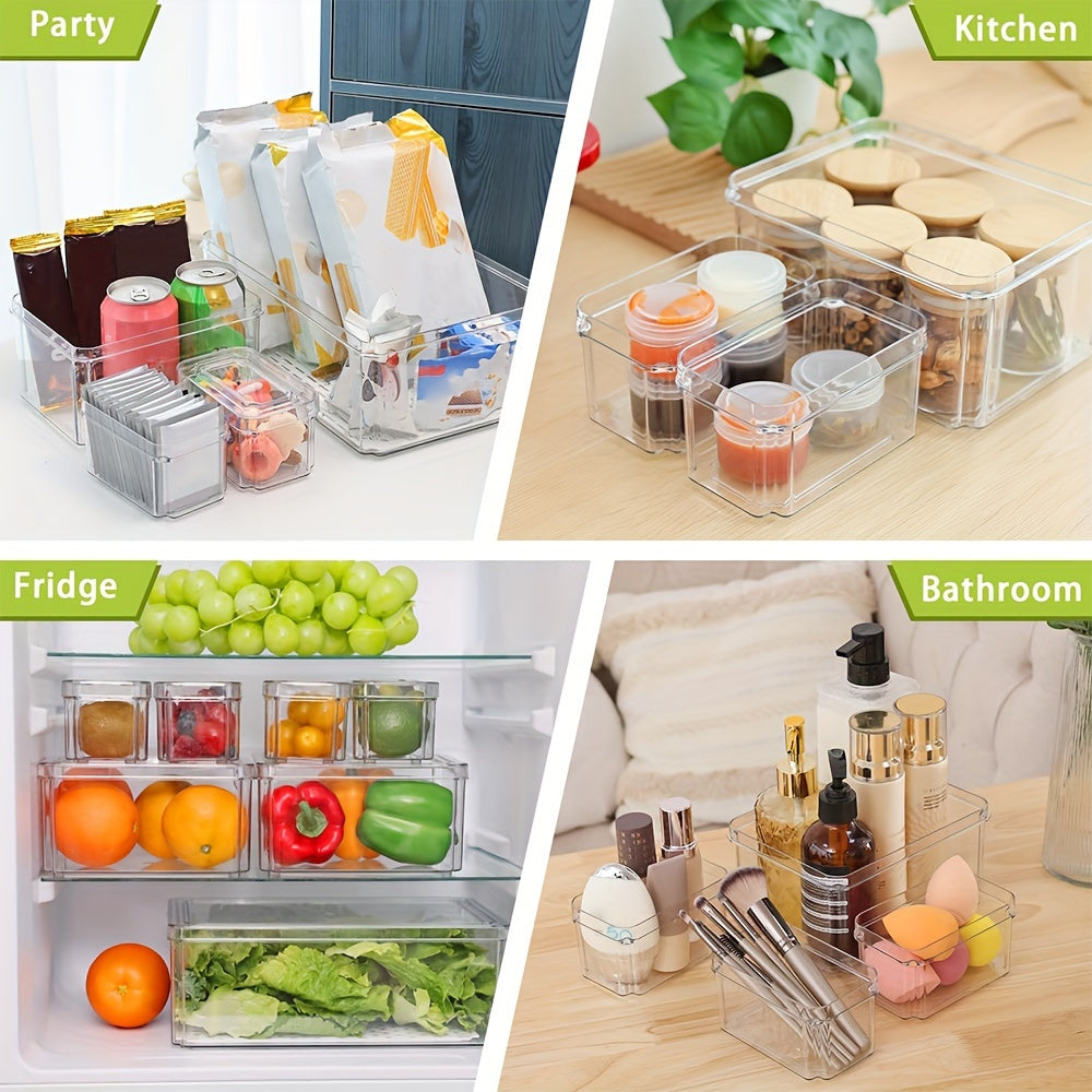 Clear Plastic Refrigerator Storage Box with Lid - Space Saving Organizer