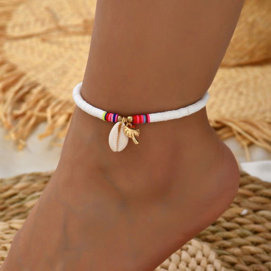 Lady Character Softness Pottery Scallop Coconut Pendant Anklet Jewelry