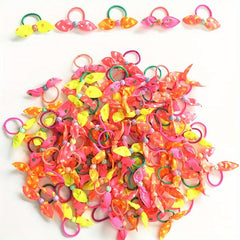 100pc Colourful Rabbit Ear Hair Bands Elastic Mixed Print Bowknot Hair Ropes