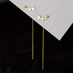 Long Chain Tassel Star Earrings Copper Zircon Jewelry Gift
