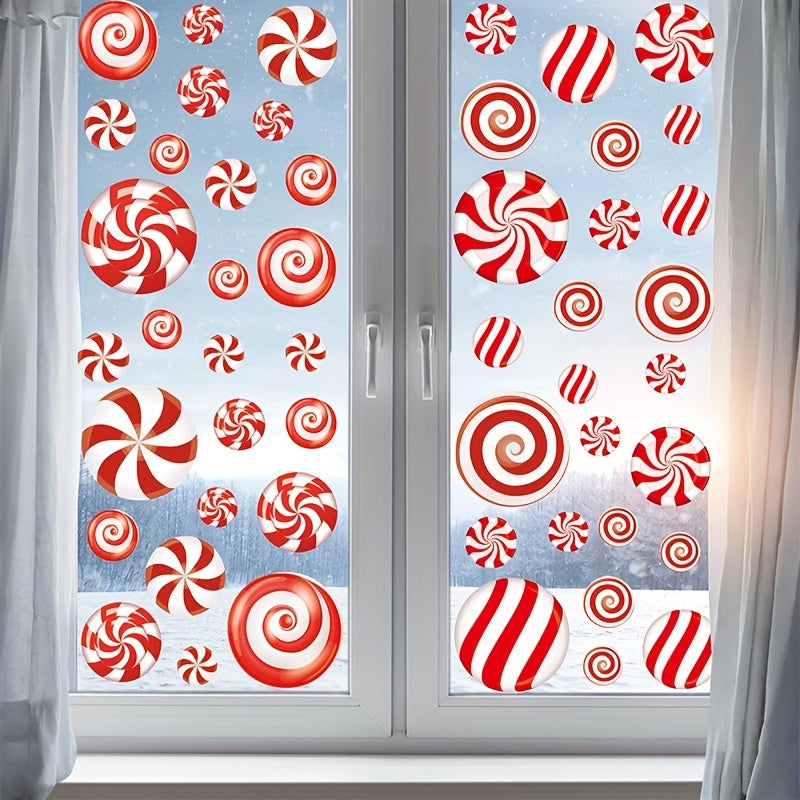 81pcs Christmas Window Stickers Red Candy Static Decorations 19 99 29 72 Cm