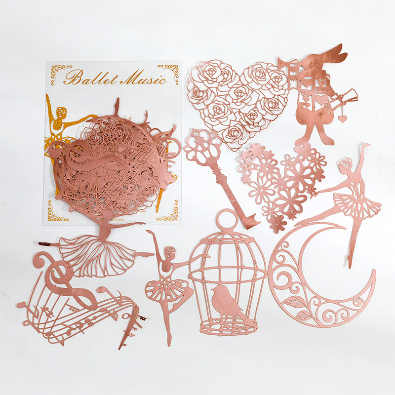 10pcs Lace Papers Retro Magnifier Hollow Golden Assorted Patterns Scrapbooking