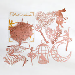 10pcs Lace Papers Retro Magnifier Hollow Golden Assorted Patterns Scrapbooking
