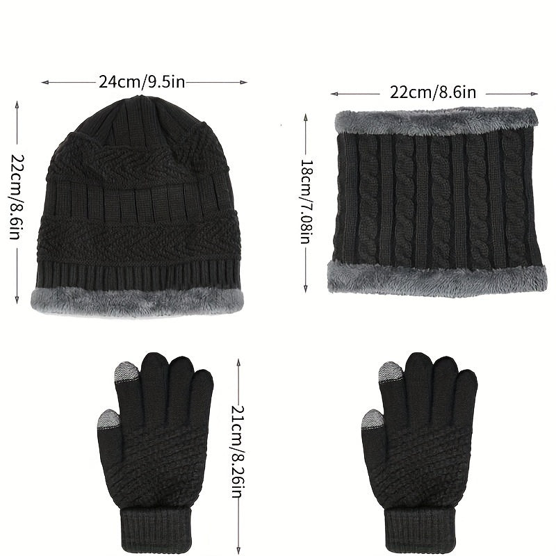 Winter Beanie Hat Neck Cover Touch Gloves Set