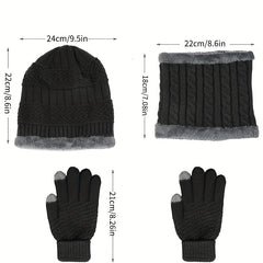 Winter Beanie Hat Neck Cover Touch Gloves Set