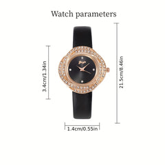 Rhinestone Studded Quartz Watch For Kids