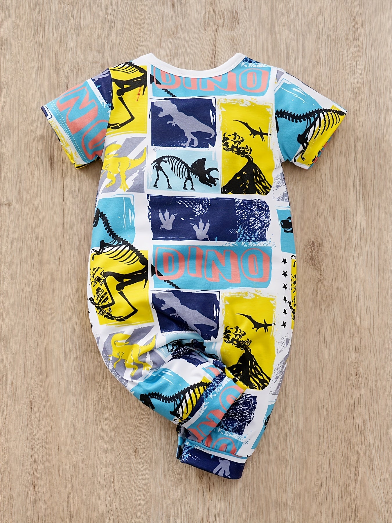 Baby Boys Dinosaur Print Short Sleeve Jumpsuit
