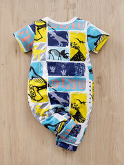 Baby Boys Dinosaur Print Short Sleeve Jumpsuit