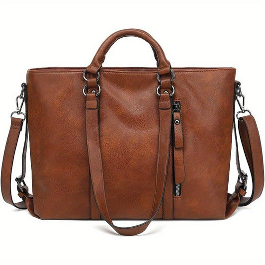 Vintage Tote Bag Vegan Faux Leather Top Handle Anti-Theft Crossbody Bag