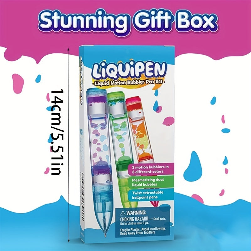 Liquid Motion Bubbler Pens Sensory Toy 3 Pcs Stress Relief CoolToys