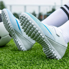 Boys Turf Football Boots Hook Loop Fastener Outdoor TF Soccer Cleats