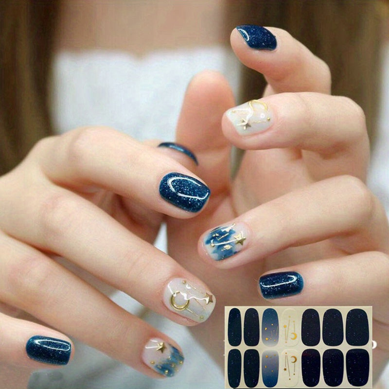 1pcs Nail Wraps Full Cover Nail Stickers With Nail Rubbing Strips