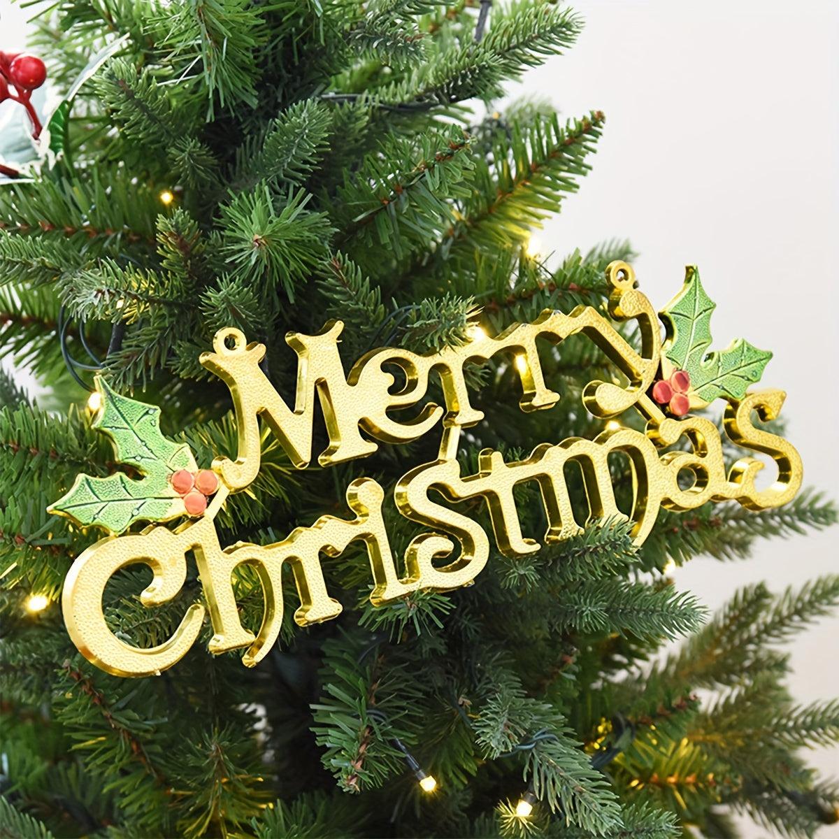 Golden Merry Christmas Decorative Sign Tree Pendant