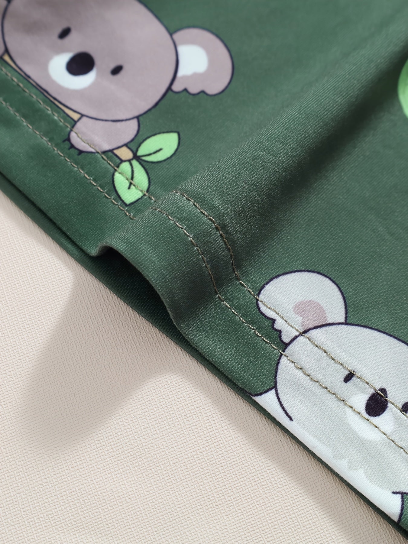 Koala Print Pajamas Set Short Sleeve Top & Shorts & Pants