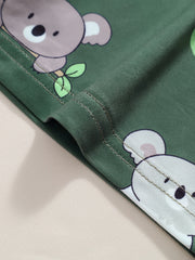 Koala Print Pajamas Set Short Sleeve Top & Shorts & Pants