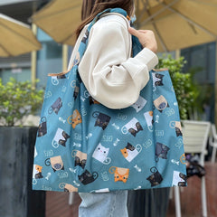 Large Capacity Cartoon Pattern Shopper Bag Lightweight Foldable Bag