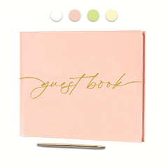 Wedding Guest Book With Pen & Sign Golden Foil Lettering Hardcover Palaroid