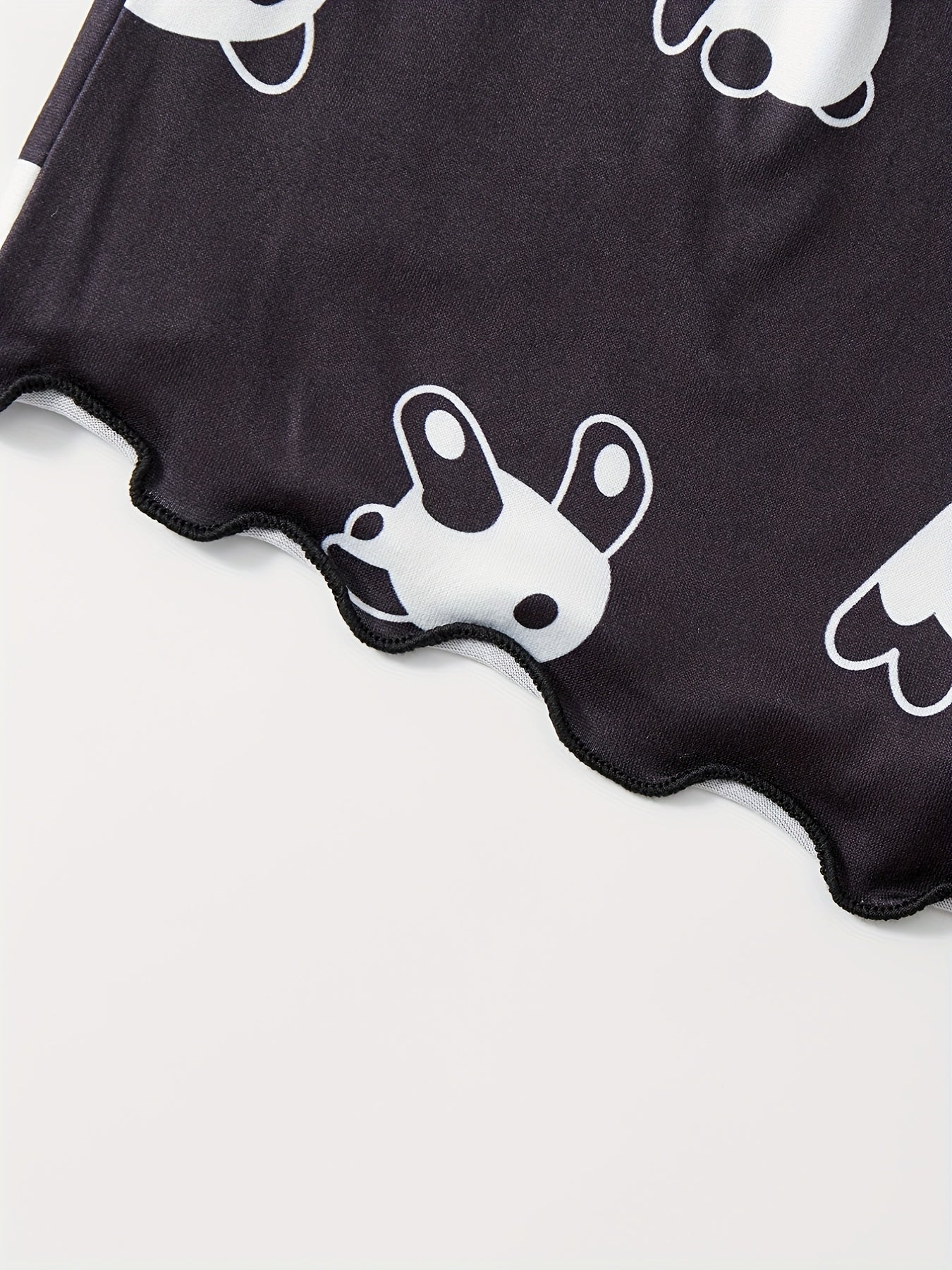 Panda Print Pajama Set Crew Neck Cami Top & Elastic Waistband Shorts