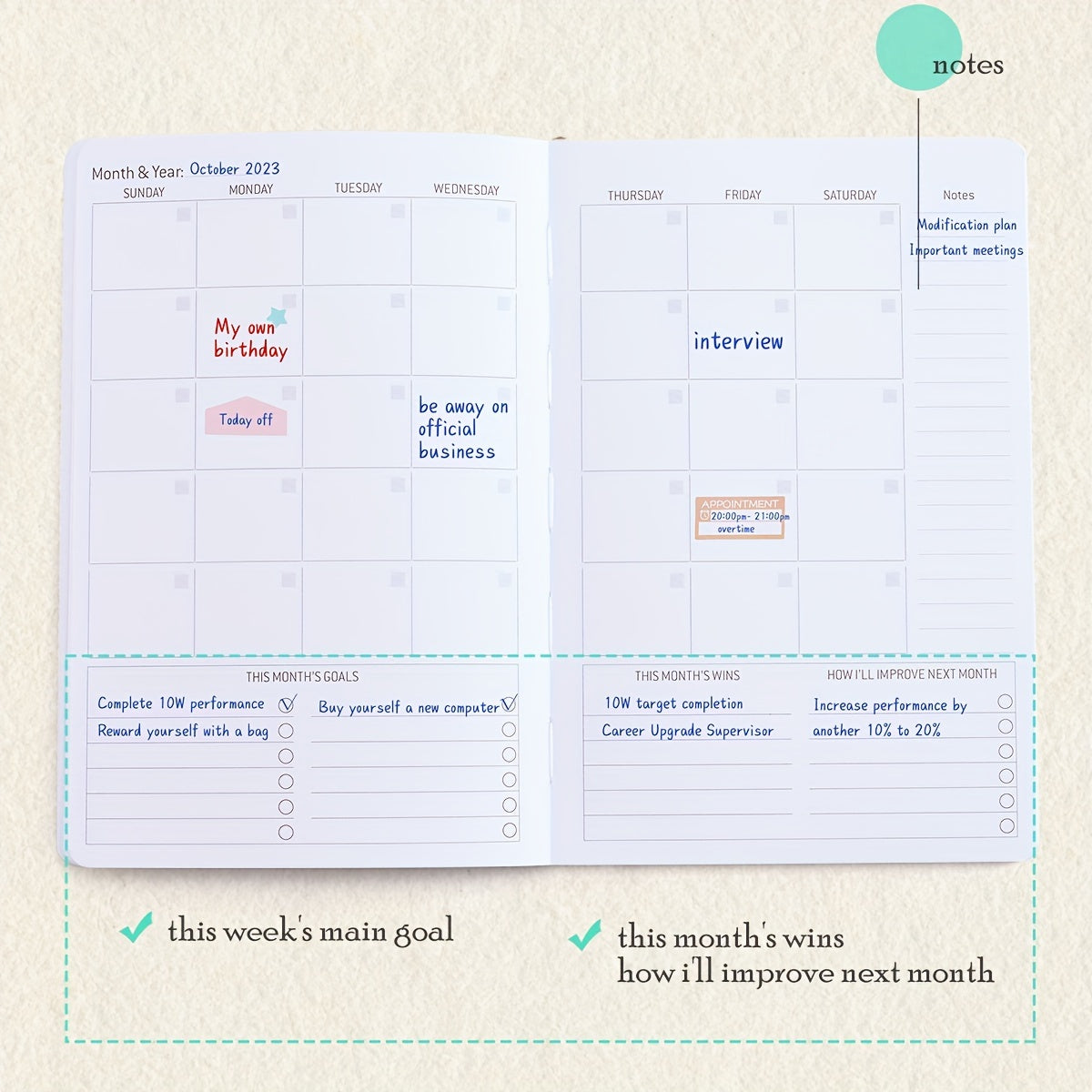 A5 Goal Planner Habit Tracker Gratitude Journal