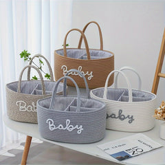 Stylish Woven Storage Basket Diaper Bag Organizer