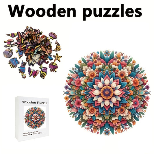 Intricate Floral Wreath Wooden Puzzle - Ideal for Adults - Great Gift Idea