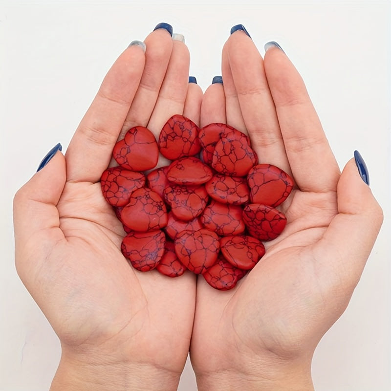 8pcs Red Heart Natural Stones Gravel Crystals Chip Quartz Healing Reiki Decor