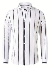 Vertical Stripe Formal Button Up Shirt for Men