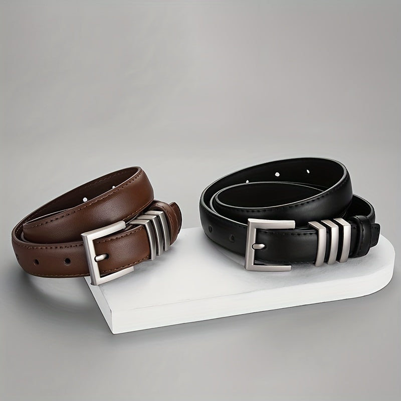Classic Square Pin Buckle Belt Solid Casual Leather Belt