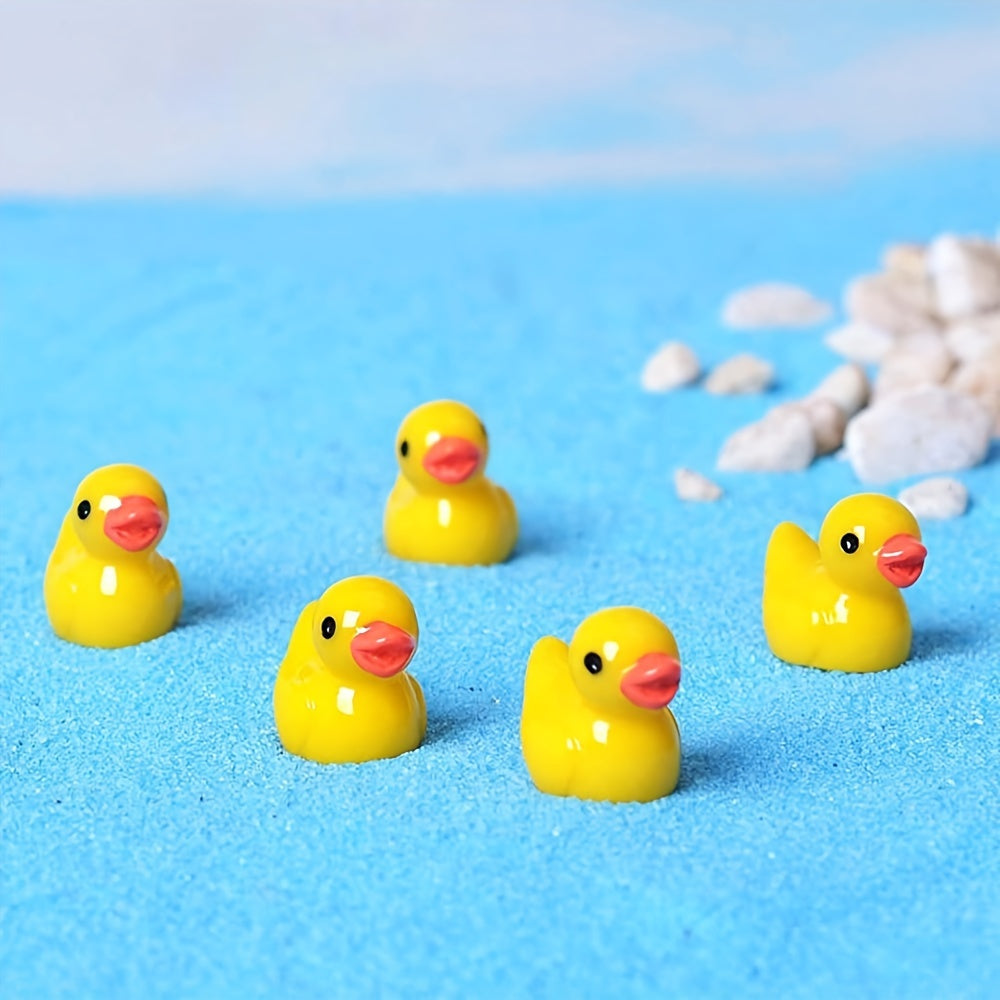 100pcs Yellow Duck Figurines Resin Home Decor Small Ducklings