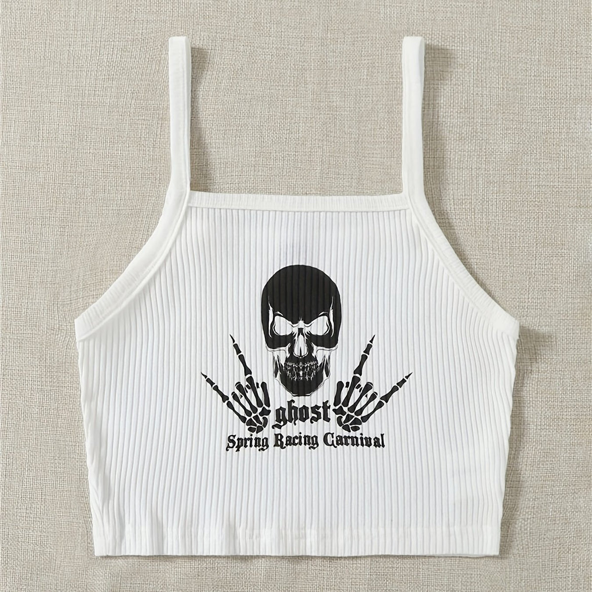 Stylish Graphic Print Backless Spaghetti Strap Camisole Tops