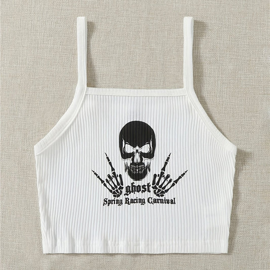 Stylish Graphic Print Backless Spaghetti Strap Camisole Tops