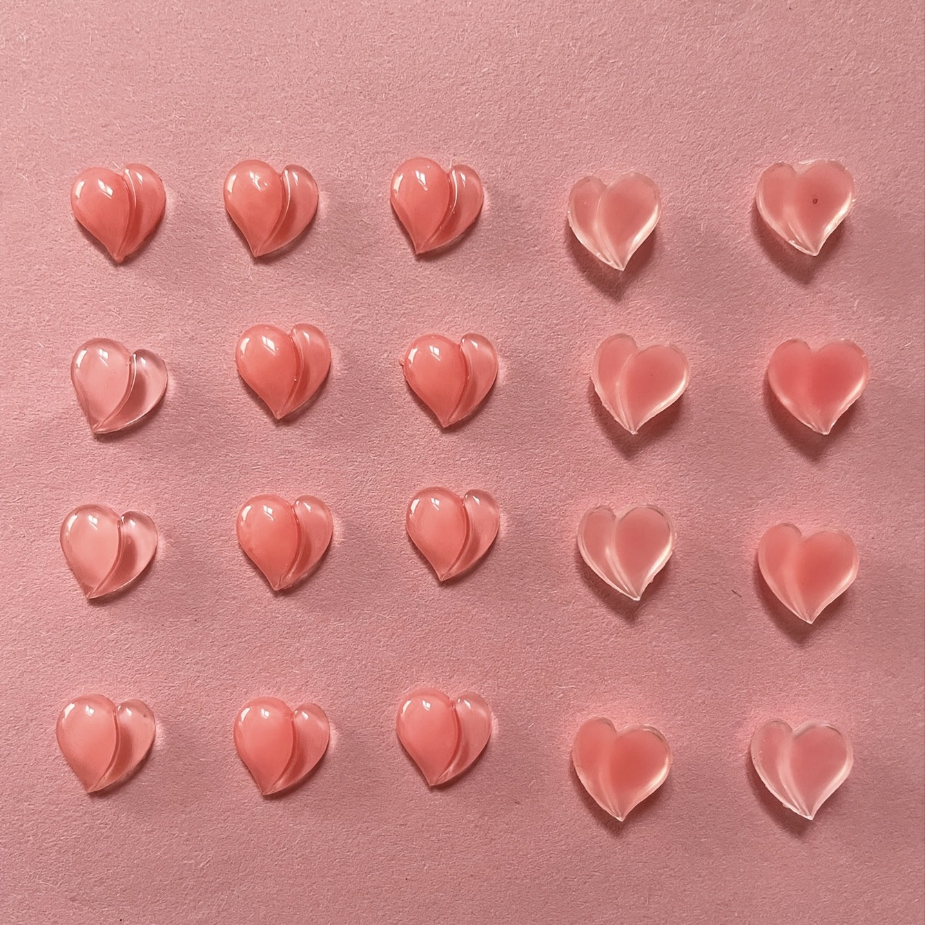 20 Watermelon Pink Heart 3D Resin Nail Charms for Gel & Acrylic