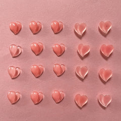 20 Watermelon Pink Heart 3D Resin Nail Charms for Gel & Acrylic