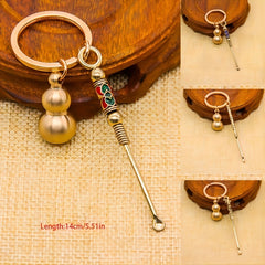 Portable Brass Ear Pick Keychain with Gourd Pendant