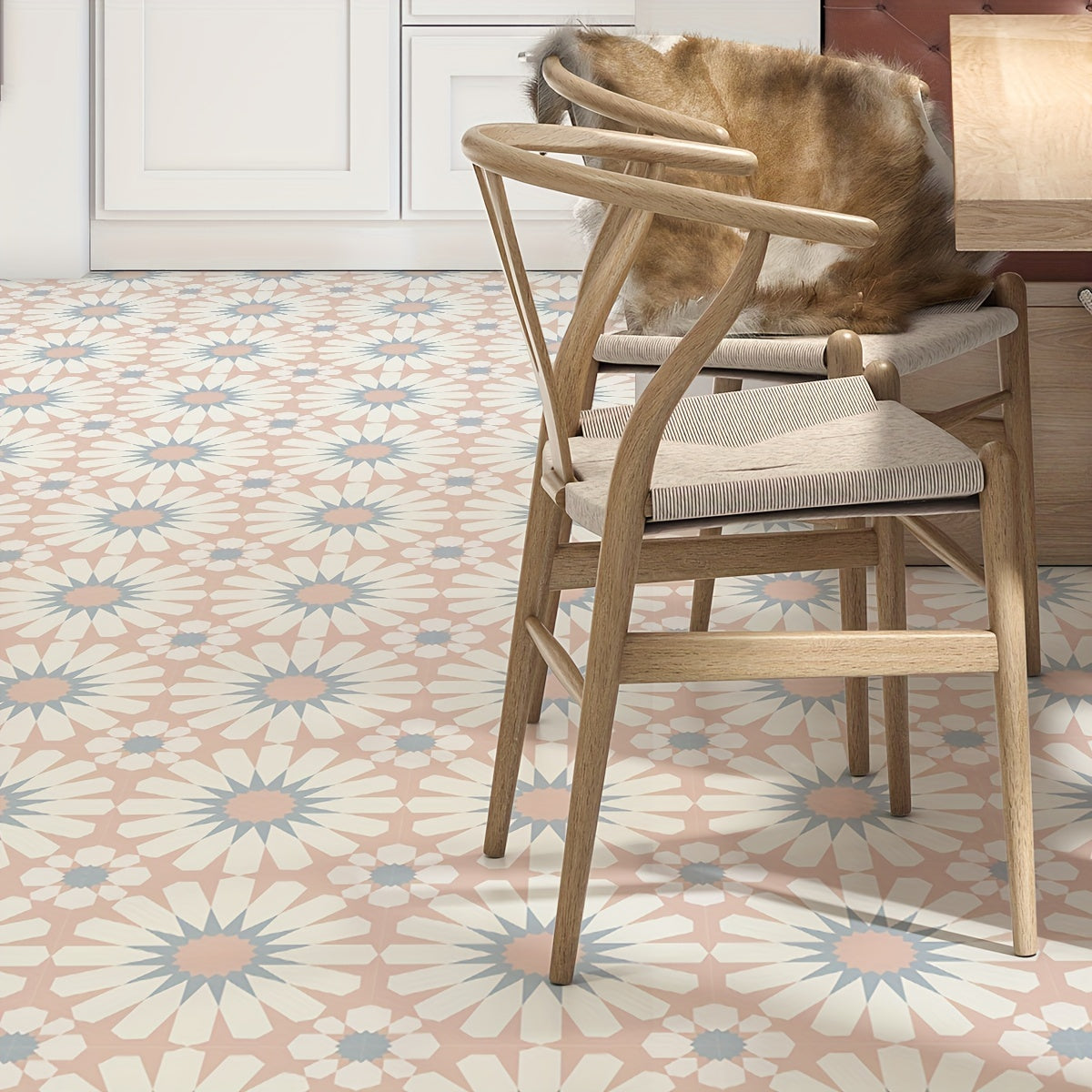 Bohemian Floor Stickers Waterproof Flower Tile Stickers