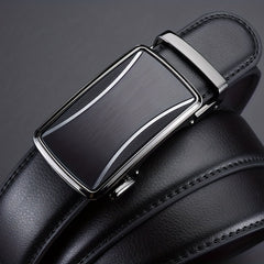 Men's Leather Belt Automatic Buckle Business Suit Waist Strap High Belt