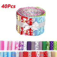 40pcs Cotton Solids Fabric Patchwork Roll for DIY Craft 6x48cm