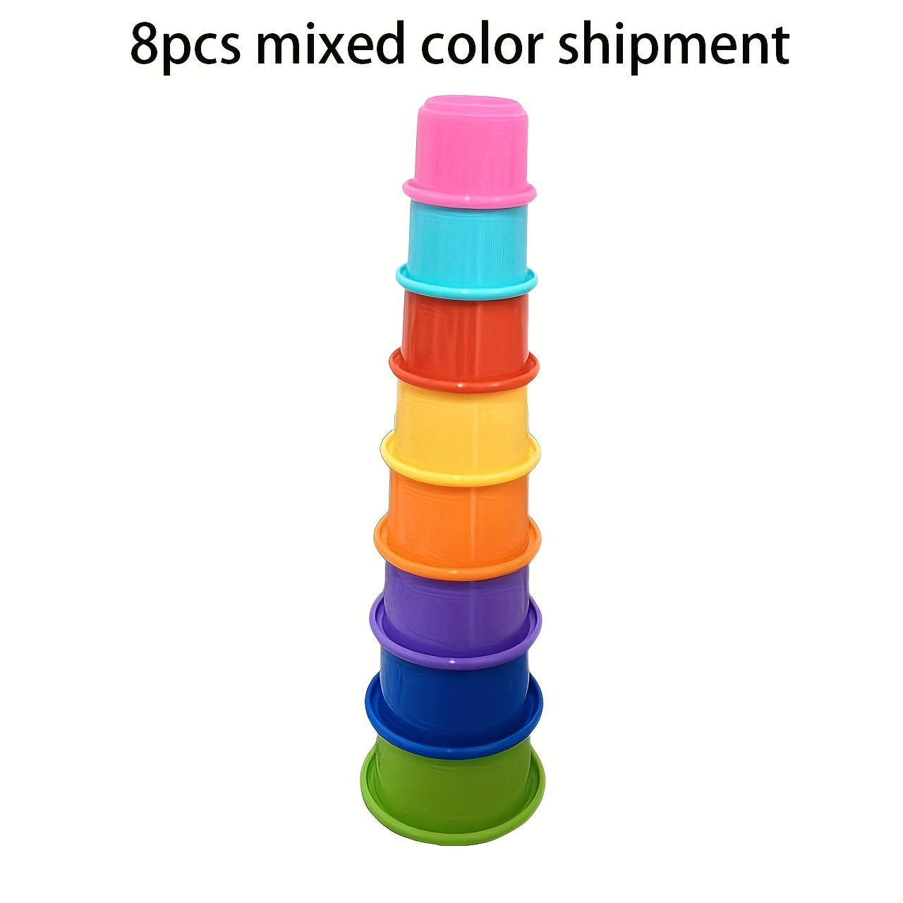 Kids Stackable Bath Cups & Spoon, Sensory Educational Toys for Bathtub, Pool