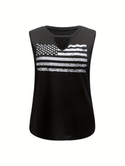  Independence Casual Tank Top Women's Plus Flag Print