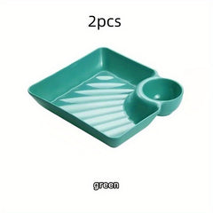 2pcs Plastic Serving Platter Set Snack Plate Charcuterie Dish Reusable